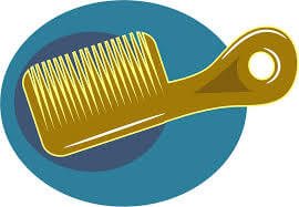 A yellow cartoon comb with a blue bacground