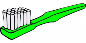 A green cartoon toothbrush